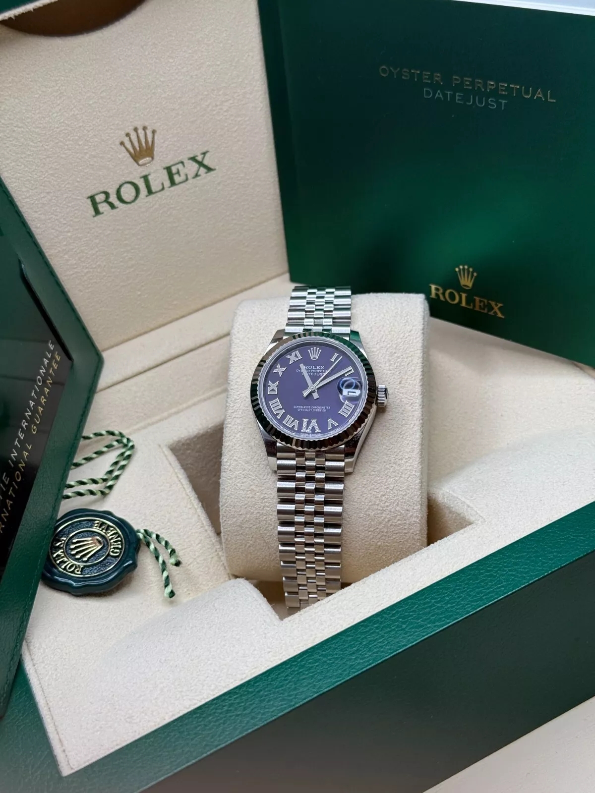 RLX Datejust m278274-0025/0026 Aubergine 31mm Dial Oyster Watch