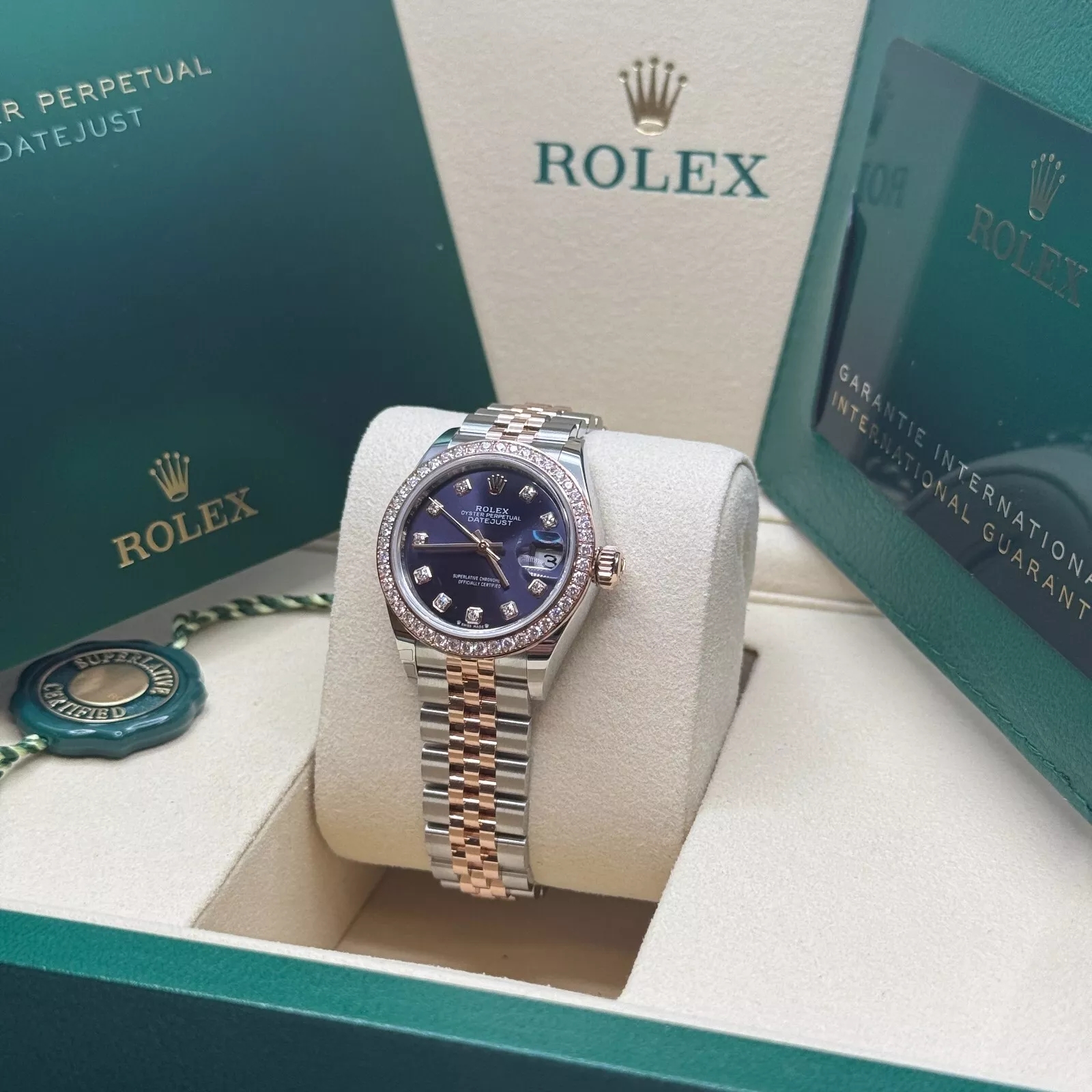 RLX Lady-Datejust 28mm 279381RBR Aubergine Diamond Dial Oyster Bracelet