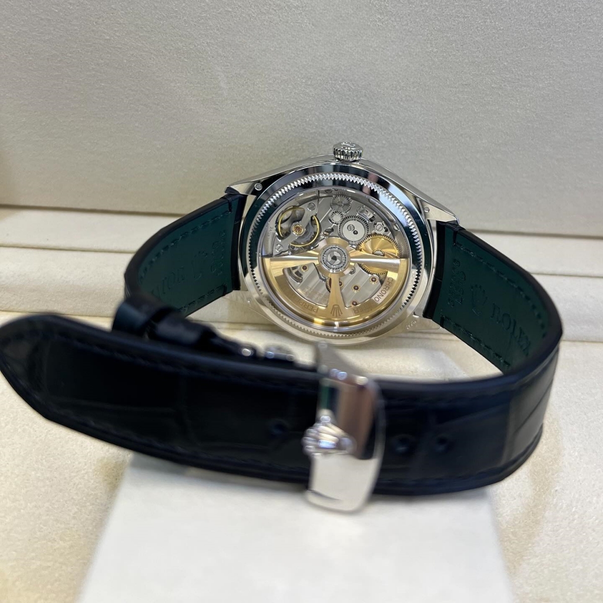 Rolex 1908 Platinum Ice Blue Dial Black Alligator Strap - 52506-0003