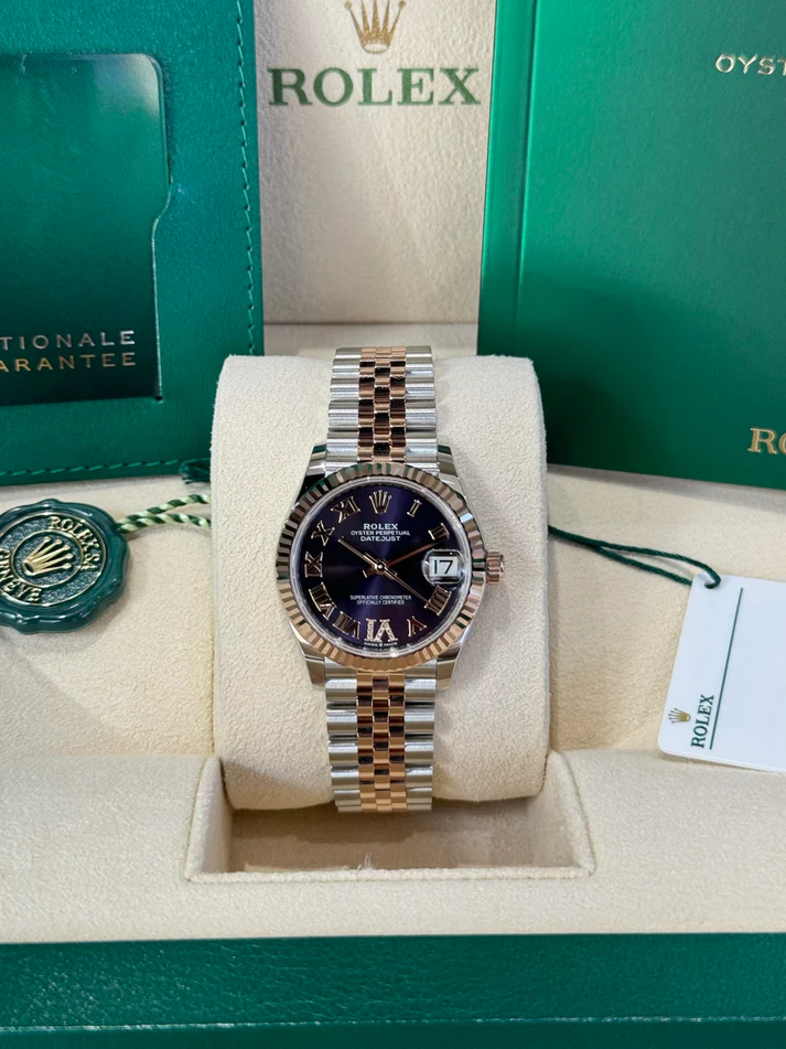 RLX Datejust m278271-0019/0020 Aubergine 31mm Dial Oyster Bracelet Watch
