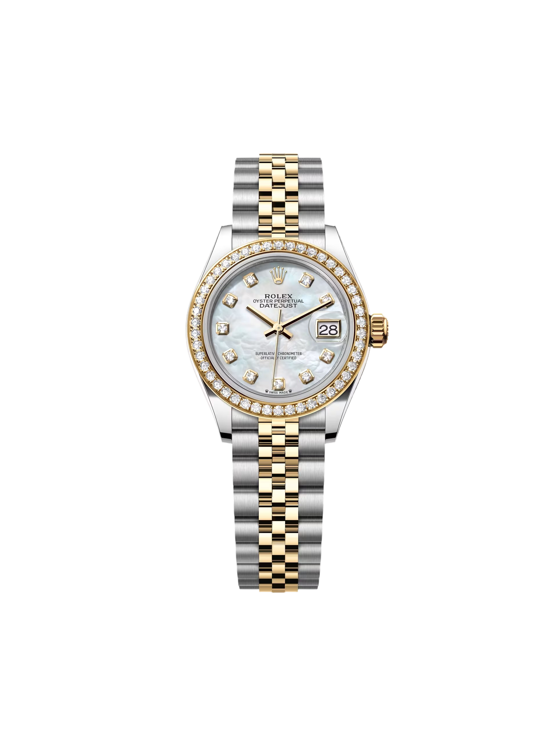 RLX Lady-Datejust 28mm 279383RBR Mother-of-Pearl Dial Yellow Rolesor Oyster Bracelet