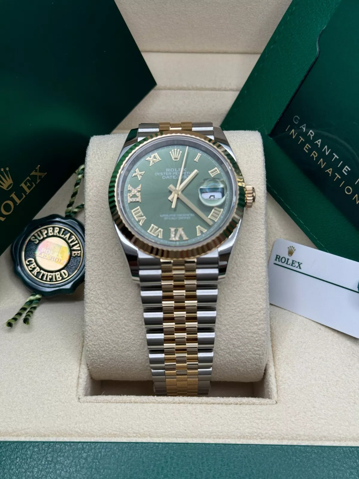 RLX  Datejust 36mm 126233 Olive-green Roman Diamond Dial Two-Tone Jubilee Bracelet