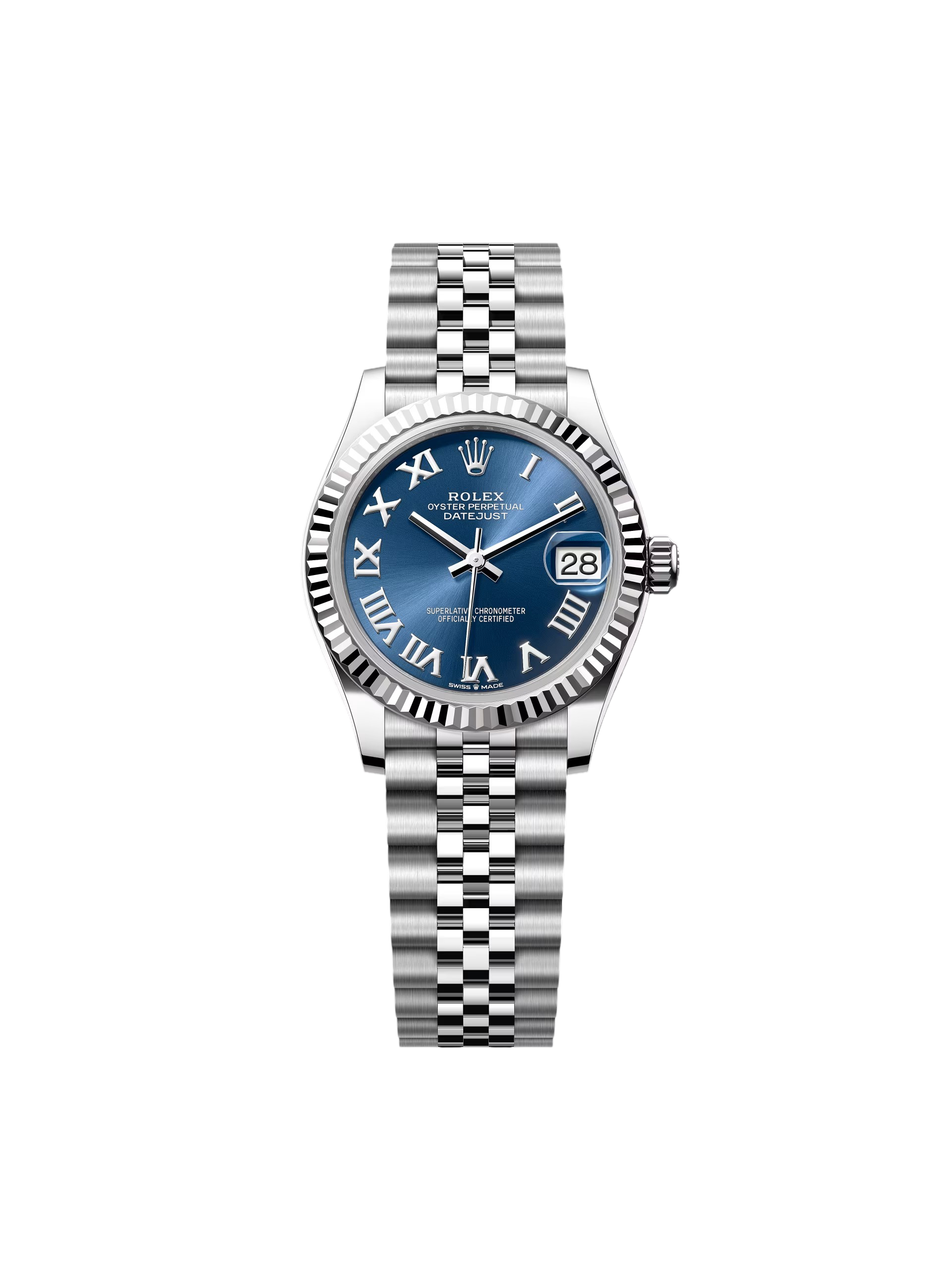 RLX Datejust m278274-0033/0034 Bright Blue Dial 31mm Fluted Bezel Oyster Bracelet