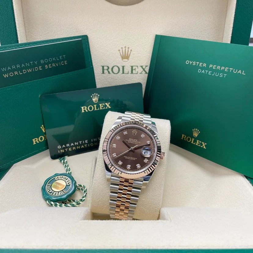 RLX Datejust 41mm 126331 Datejust Chocolate Diamond Oyster Steel and Everose Gold Watch