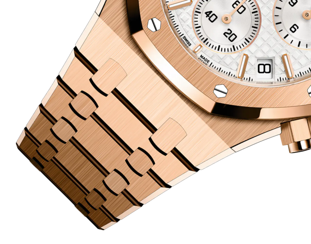 A&P ROYAL OAK Pink Gold Silver-Toned Dial CHRONOGRAPH 41mm