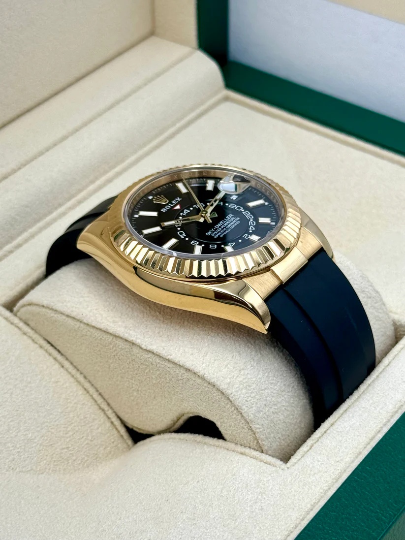 RLX  Sky-Dweller 42mm Yellow Gold Black Dial Oysterflex - 336238
