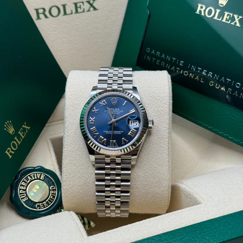 RLX Datejust m278274-0033/0034 Bright Blue Dial 31mm Fluted Bezel Oyster Bracelet