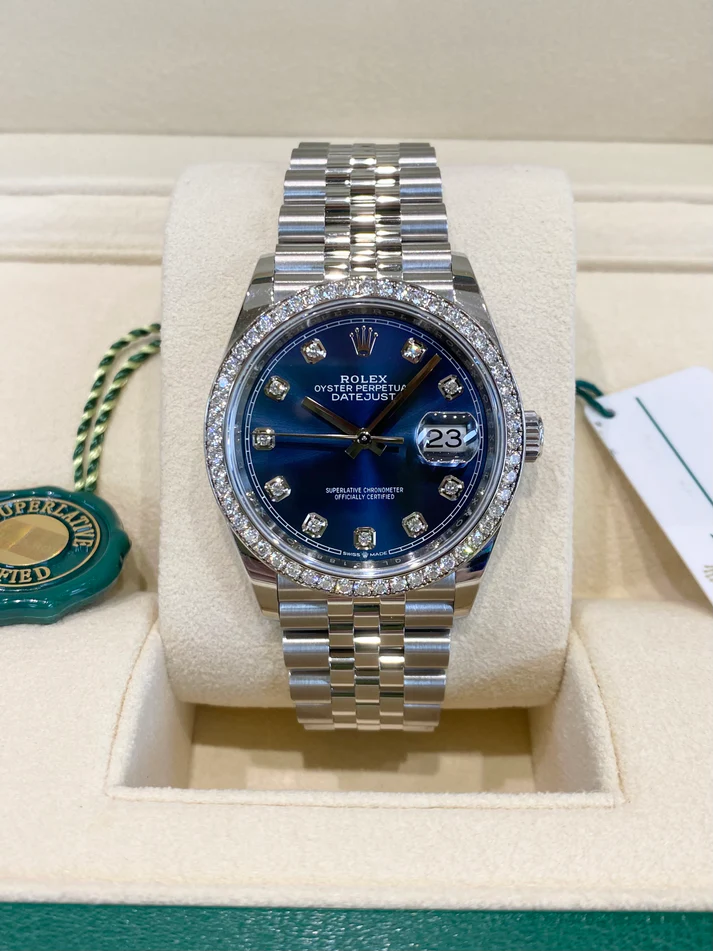 RLX  Datejust 36mm 126284 Bright Blue Dial Jubilee Bracelet