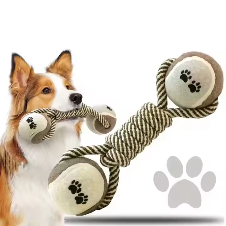 Dumbbell-shaped Rope Ball Dog Teething Toy Pet Chew Toys