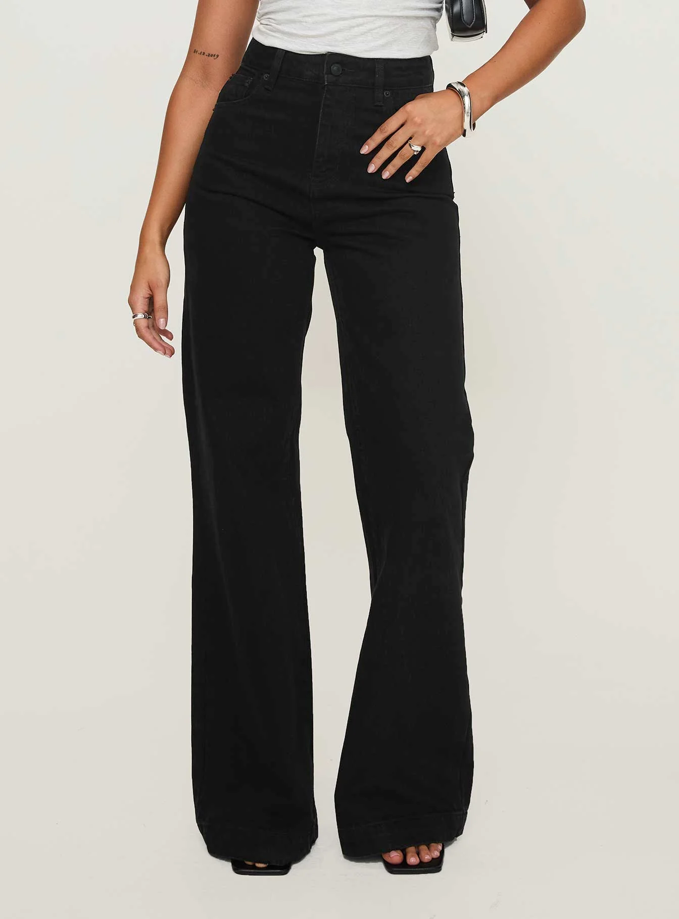 Goldie High Wide Jean True Black