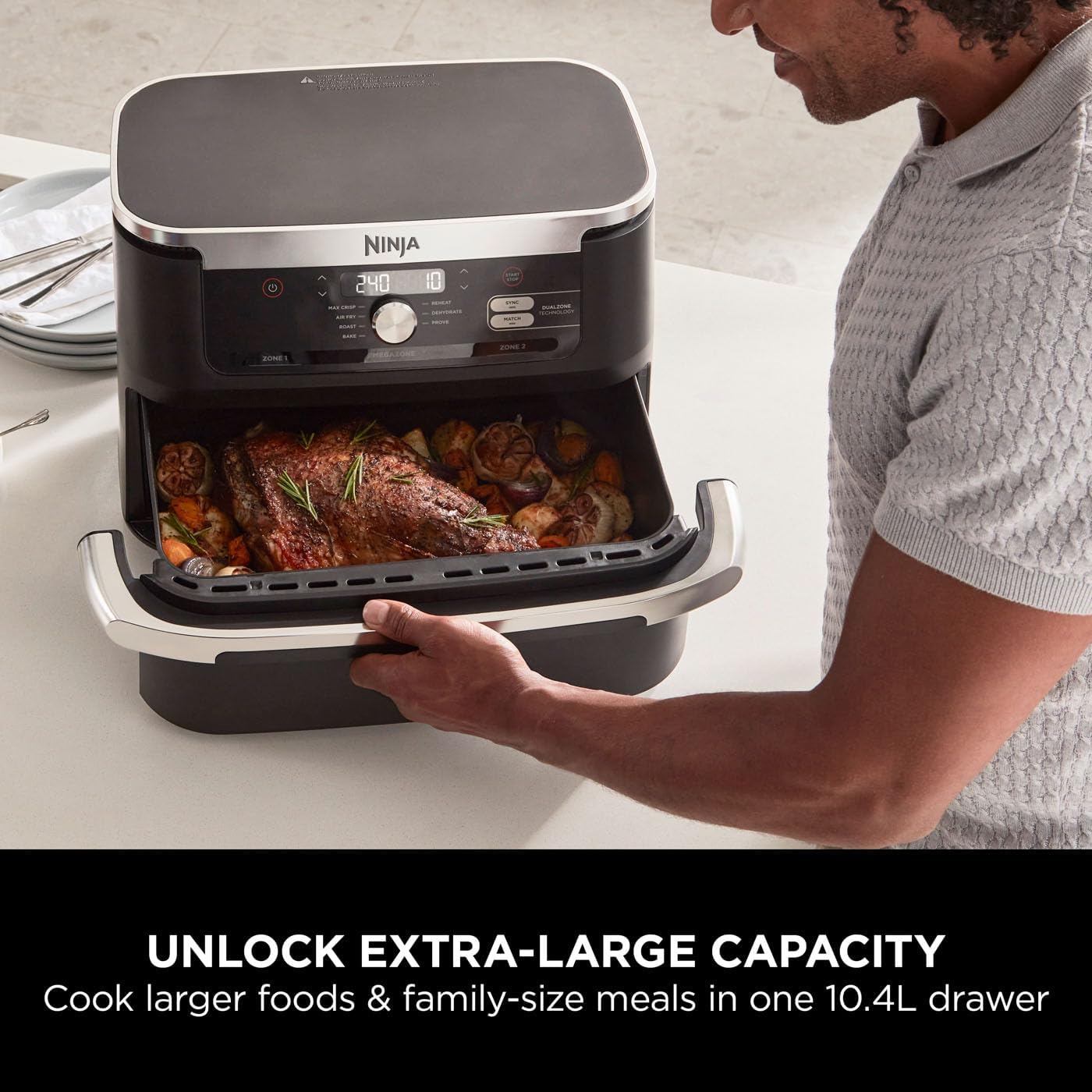 Ninja Foodi FlexDrawer Air Fryer, Dual Zone with Removable Divider, Large 10.4 Litre Drawer, 7 in 1, AF500UK