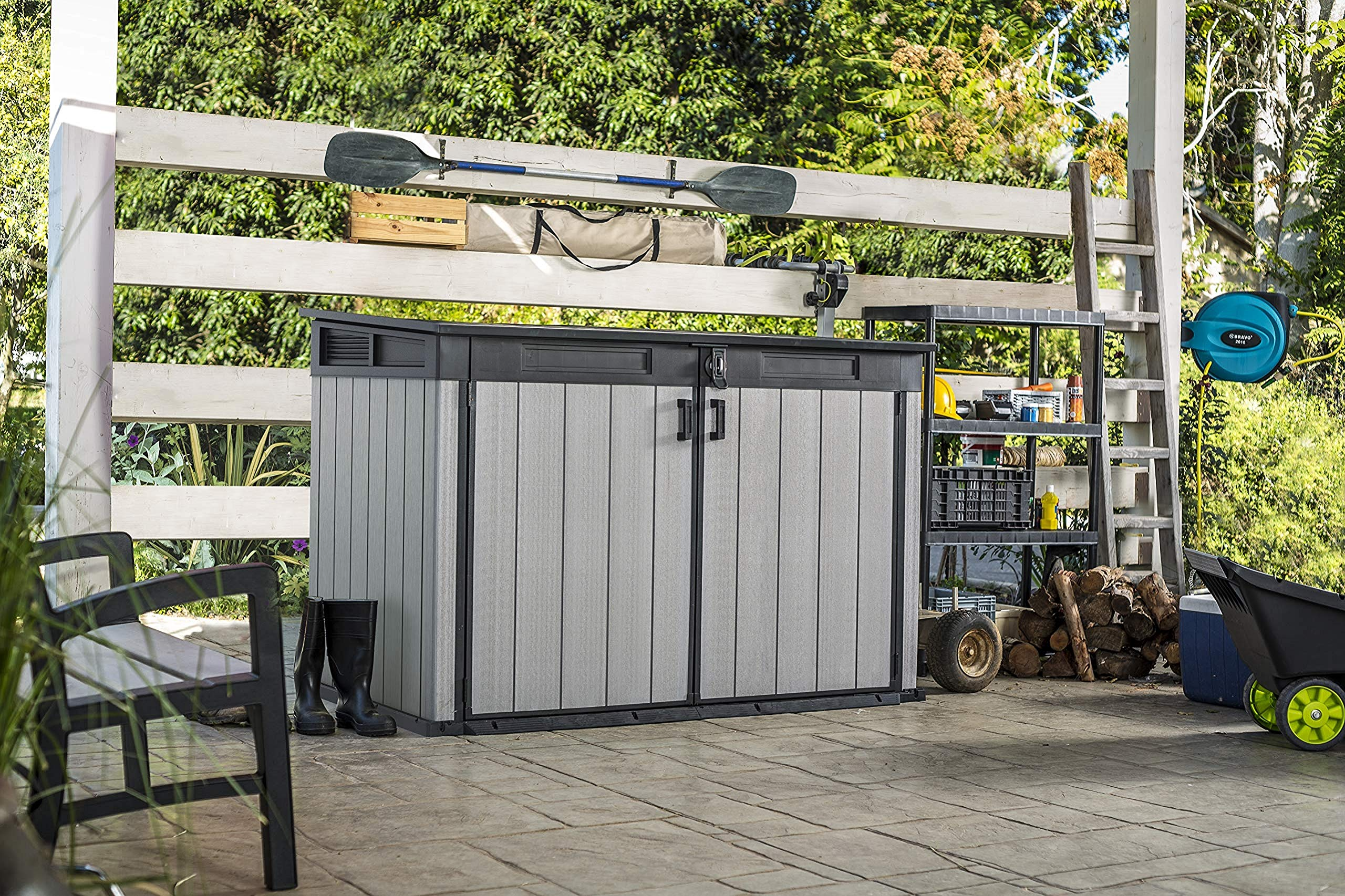 Keter Store It Out Grande Outdoor Plastic Garden Storage Shed, Grey and Black, 190 x 109 x 132 cm