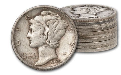 🔥Limited Offer🤩1916-1945 10 Cent Mercury Silver 30pc
