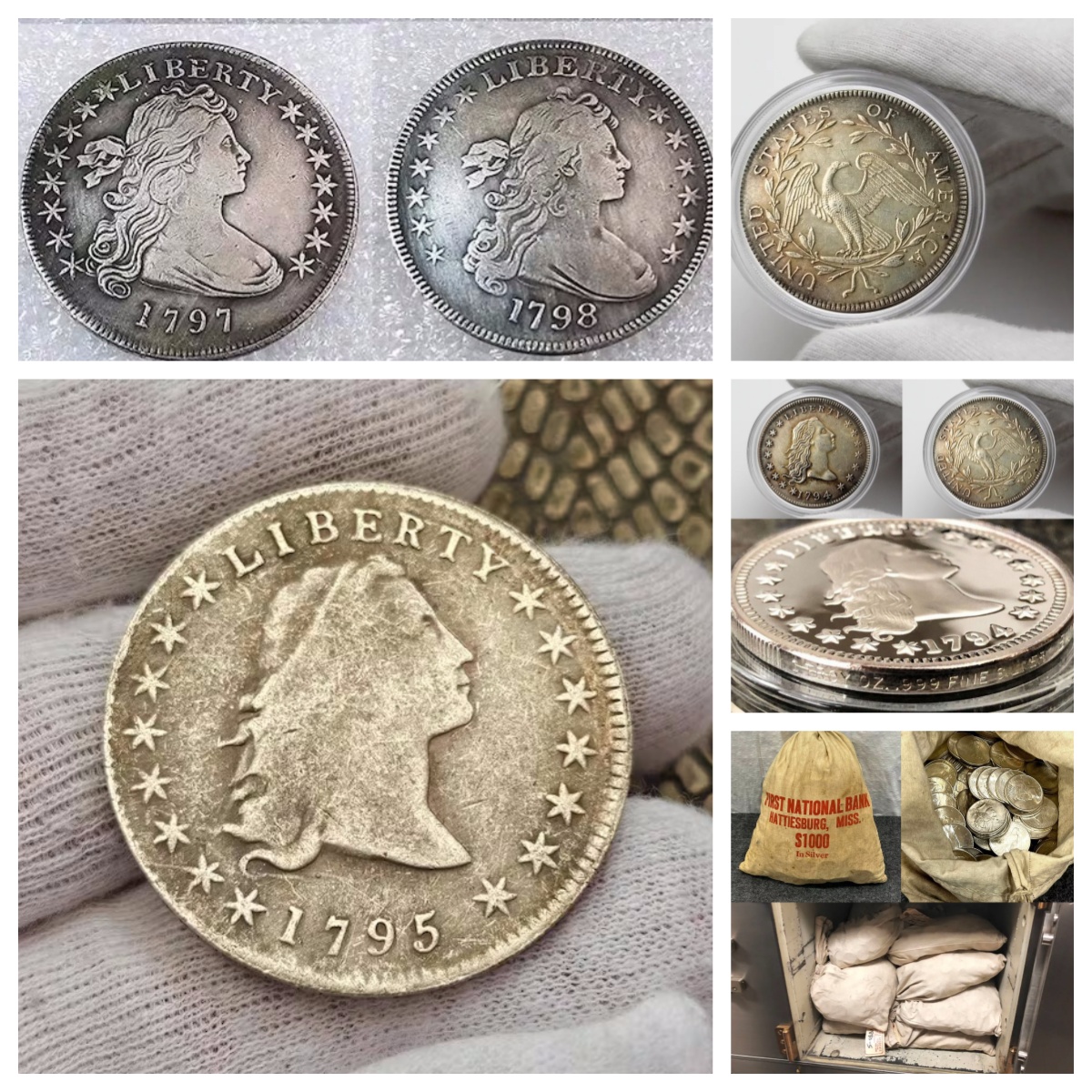 💴Last 12 Sets!!! 🪙The Complete Set Of 1794-1804 Liberty Flowing Hair Silver Dollar(11Pcs)