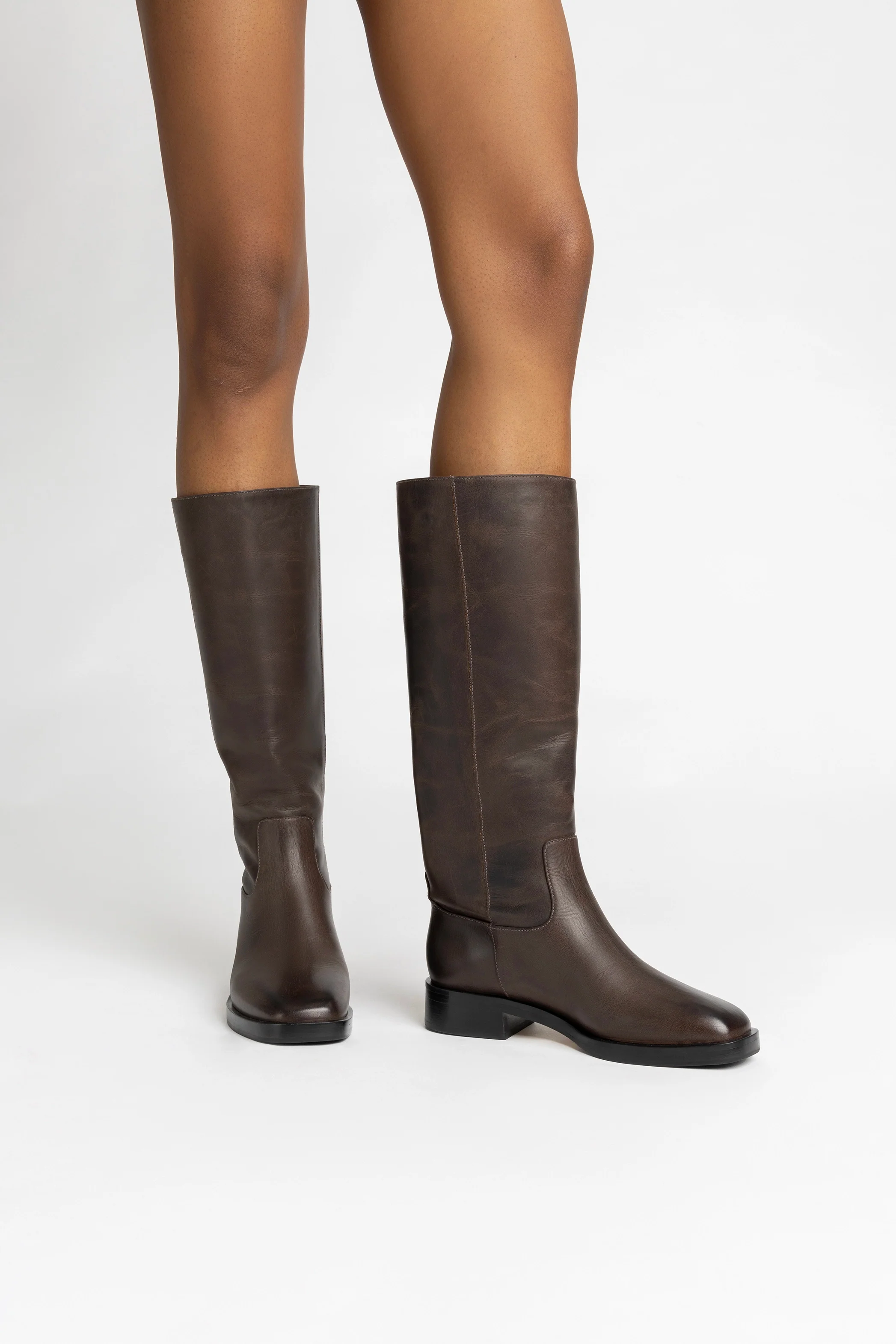 Anne Boot In Brown Shadow Leather