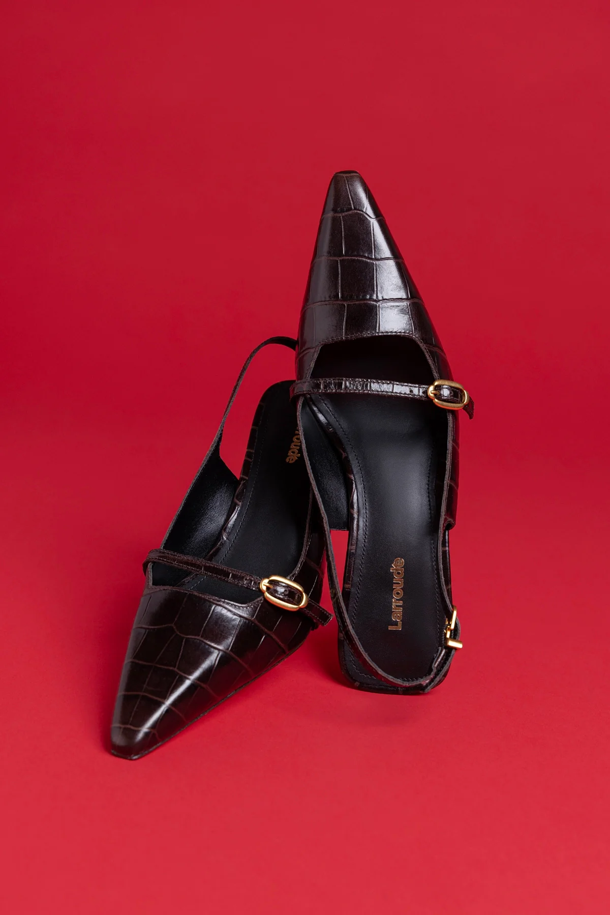 Ines Pump In Croco Brown Leather