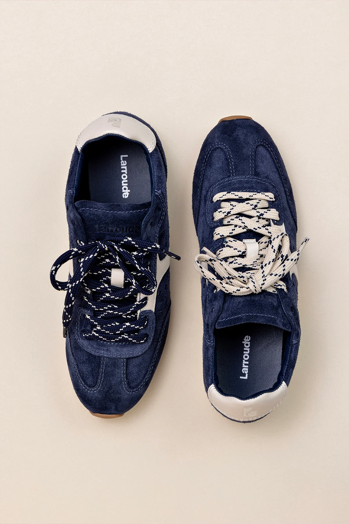 Stella Sneaker In Navy Suede and Ivory Leather