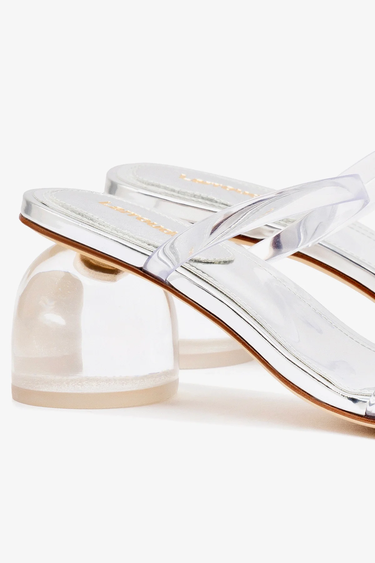 Dew Drop Mule In Silver Specchio and Vinyl