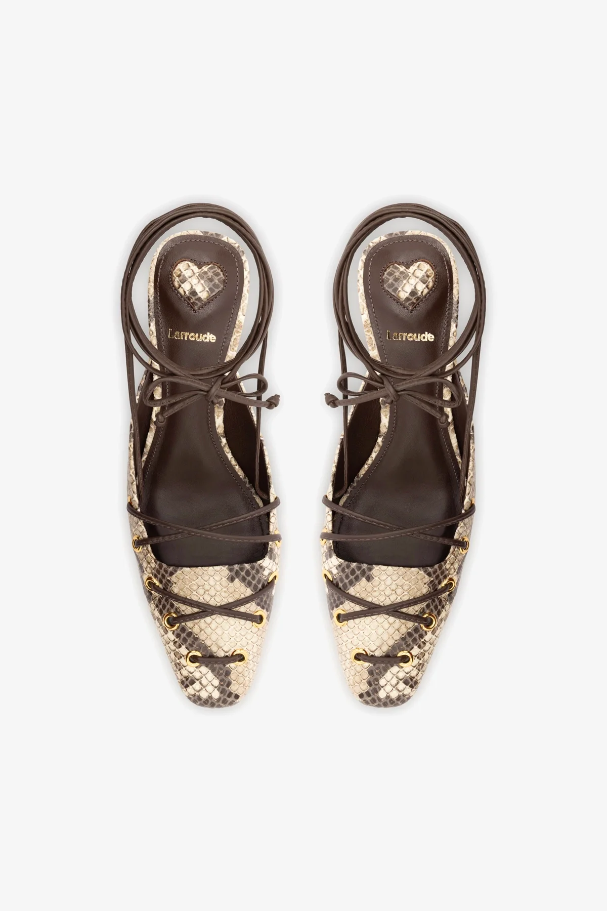 Amal Lace Up Pump In Neutral Printed Snake