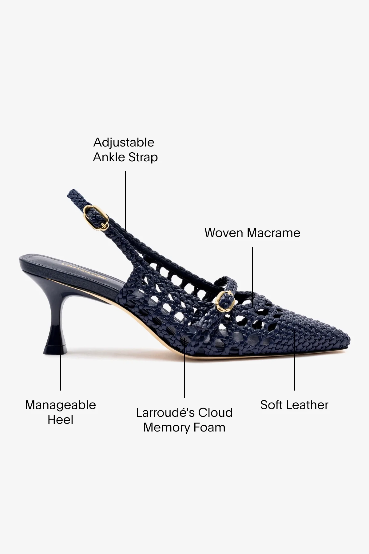 Ines Macrame Pump In Navy Leather