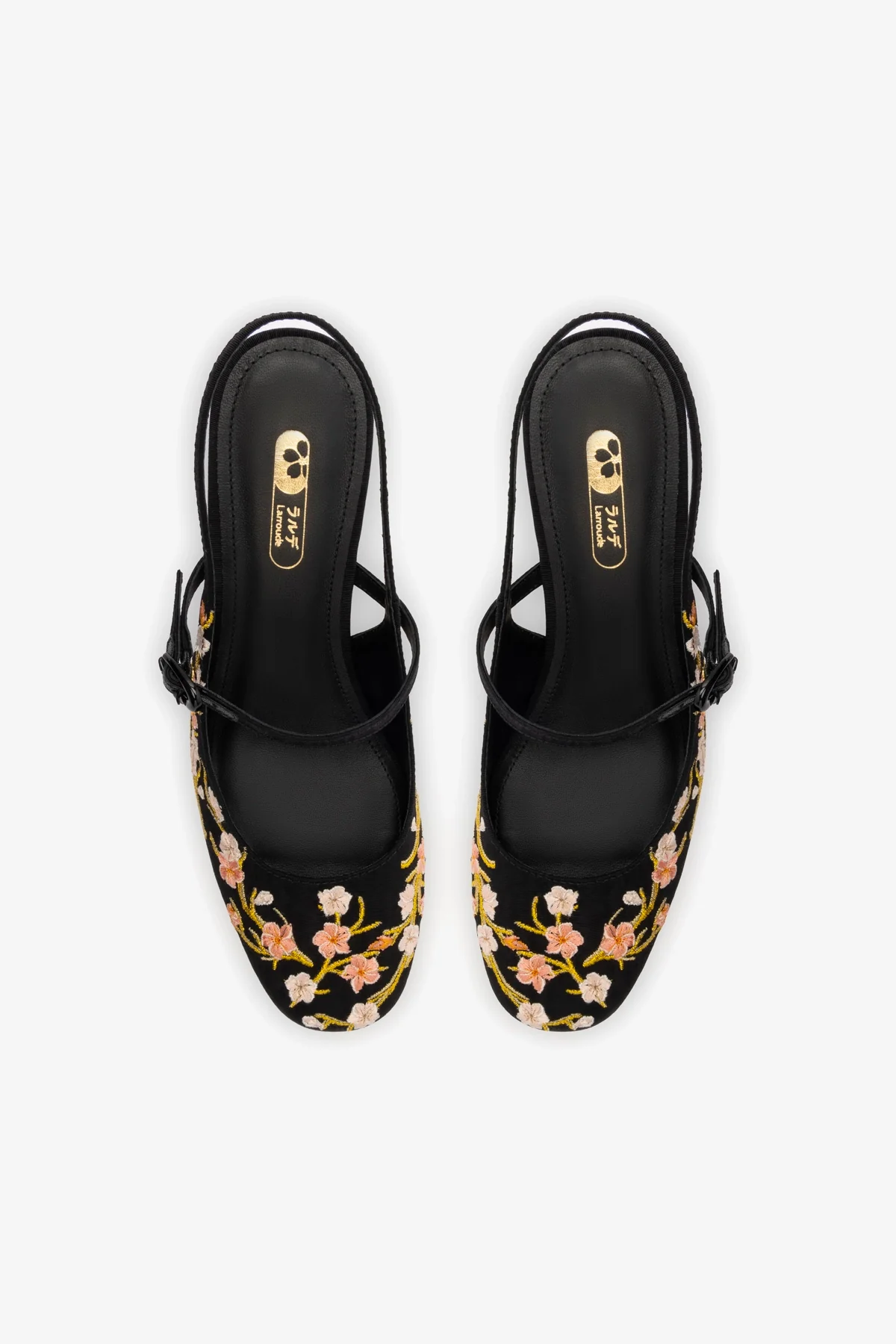 Georgina Pump In Black Sakura Printed Fabric