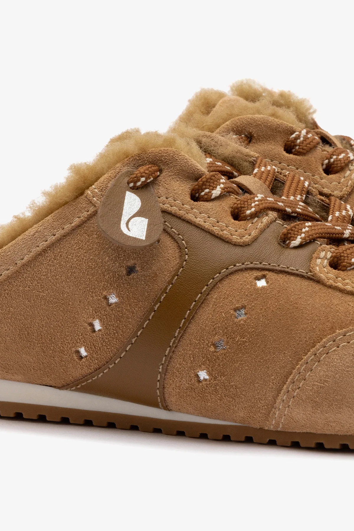 Stella Mule In Peanut Suede And Natural Shearling