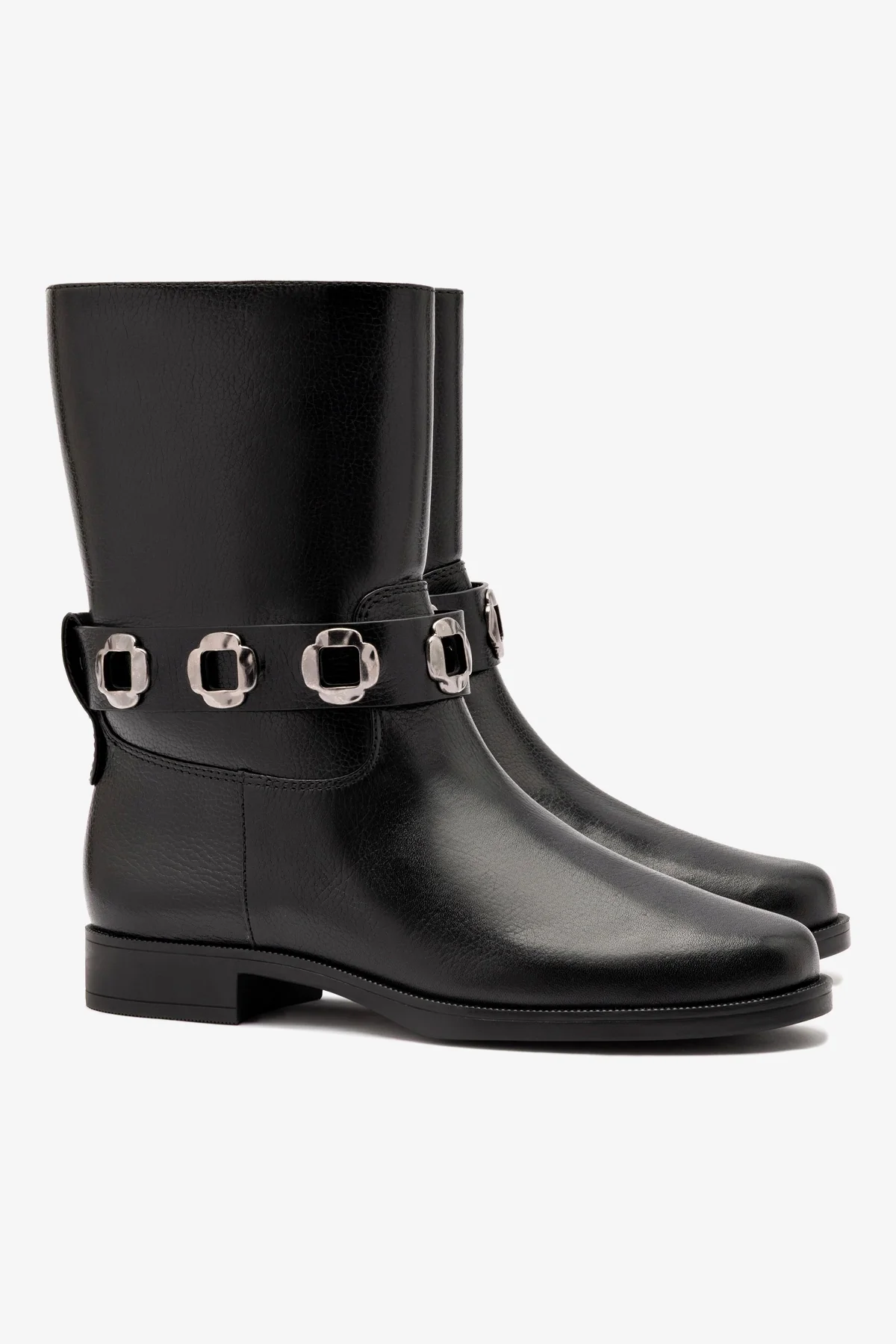 Milan Flat Bootie In Black Leather