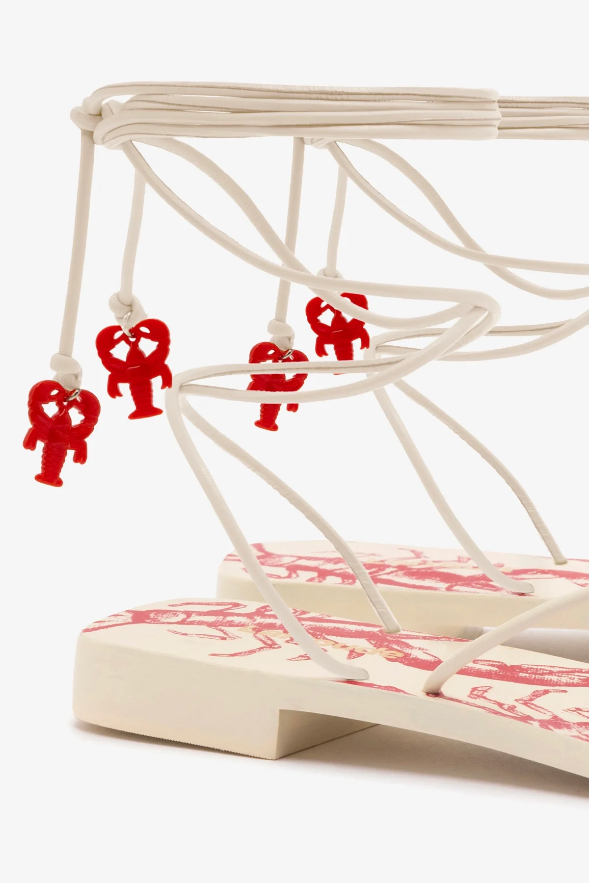 Nadia Flat Sandal In Ivory Leather