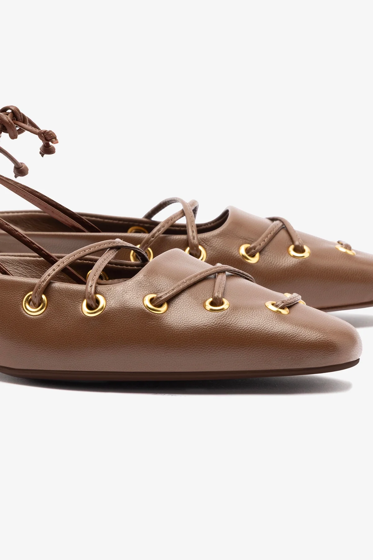 Amal Lace Up Pump In Burnt Umber Leather