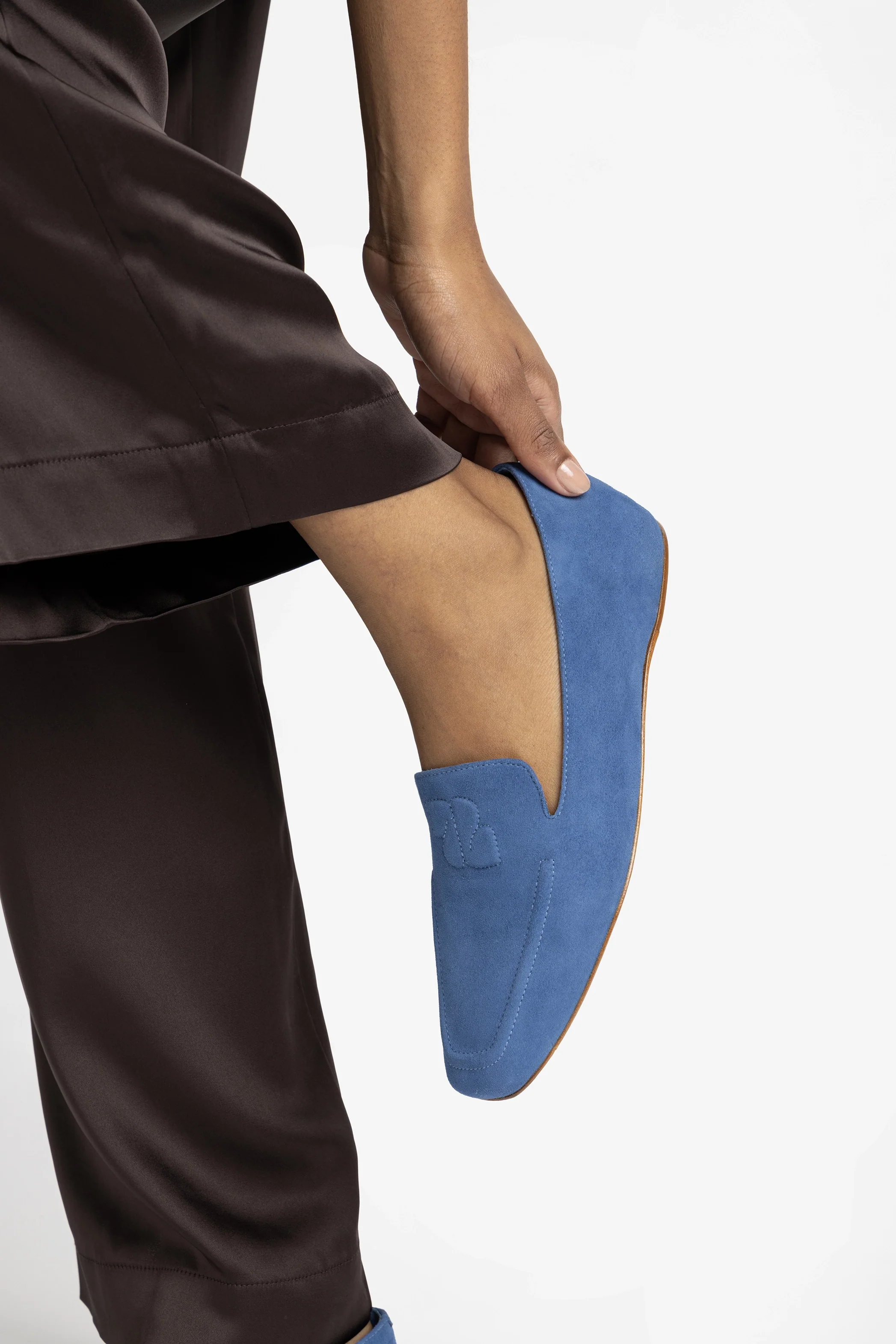 Penny Loafer In Blue Stoned Suede