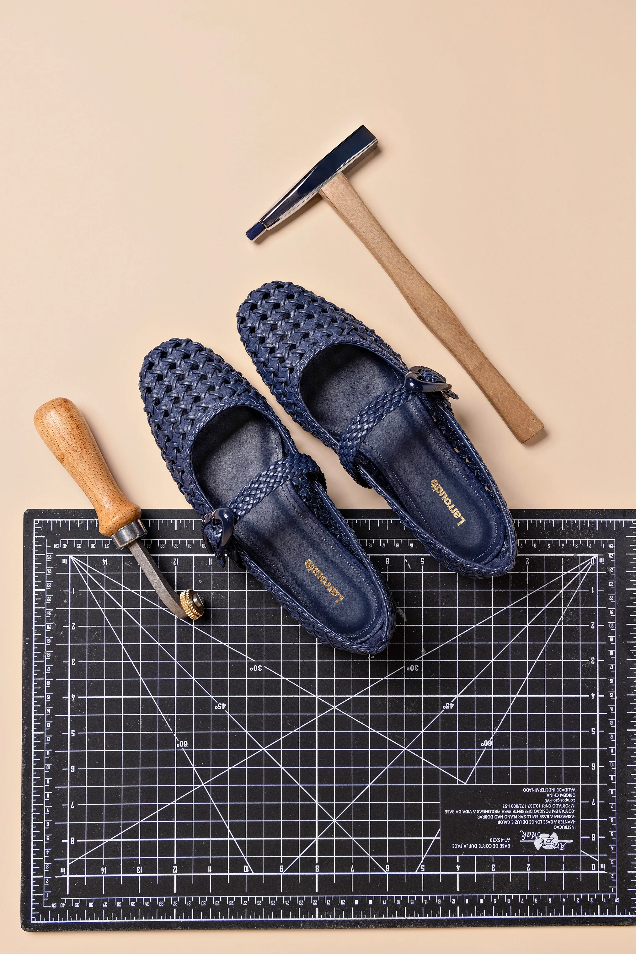 Verona New Macrame Ballet Flat In Navy Leather