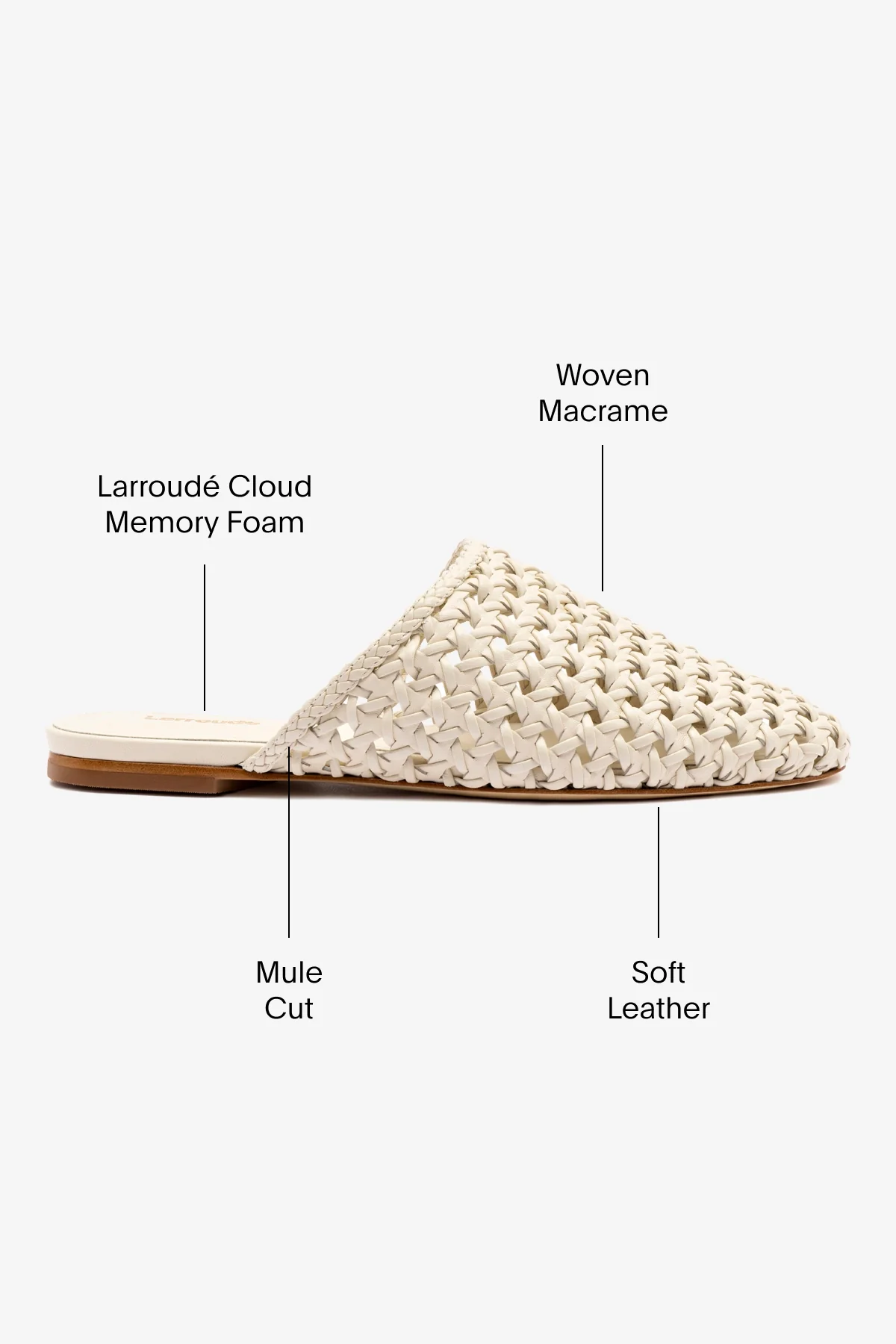 Venice Macrame Flat Mule In Ivory Leather