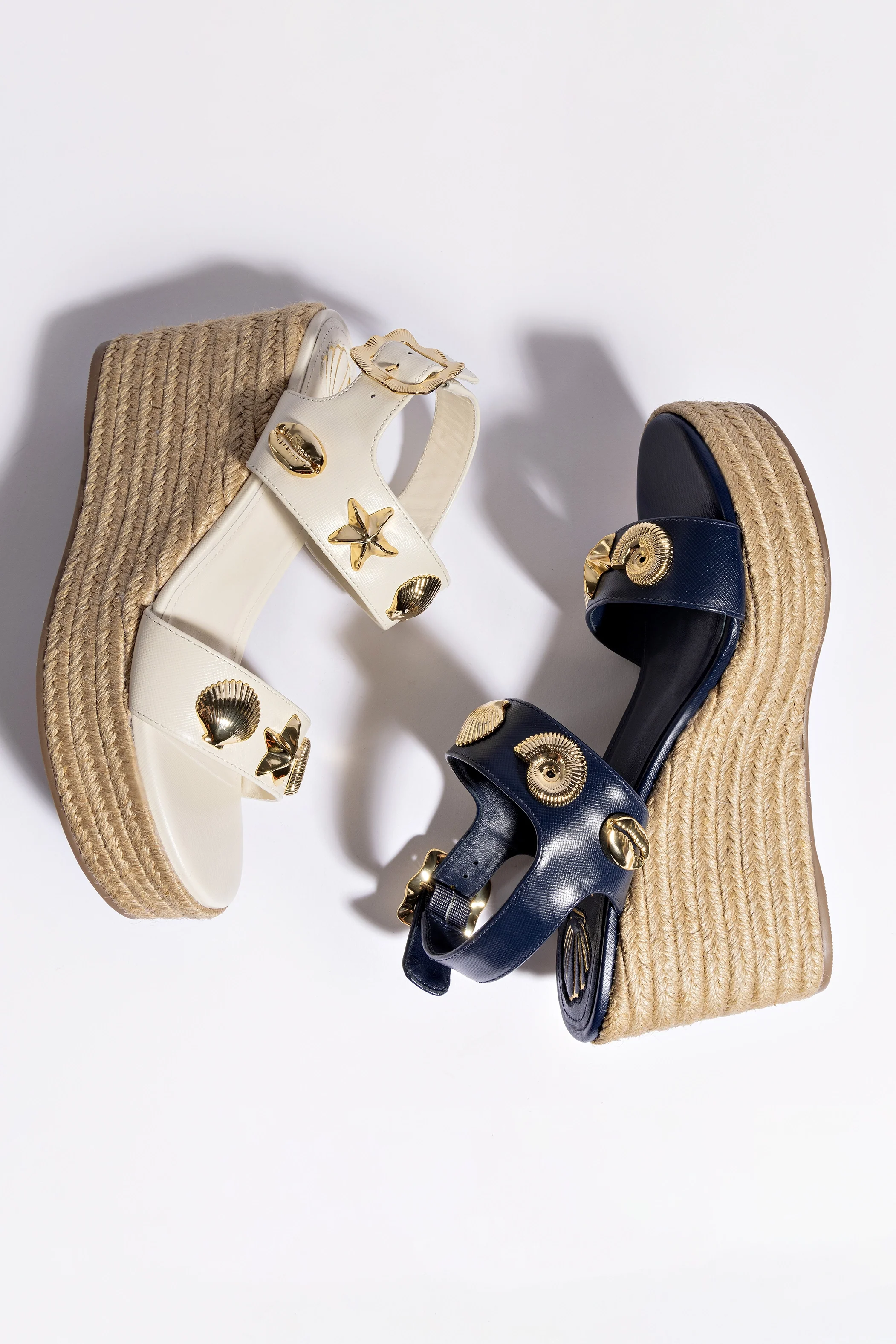 Madison Hi Espadrille In Navy Saffiano