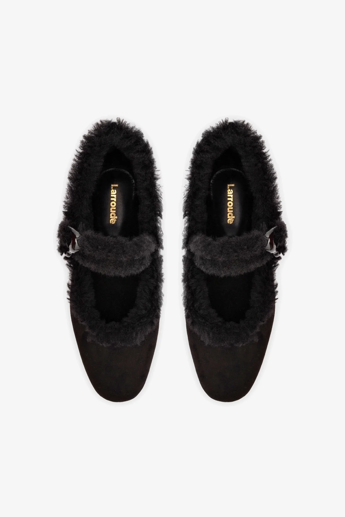 Verona Ballet Flat In Black Suede And Black Shearling