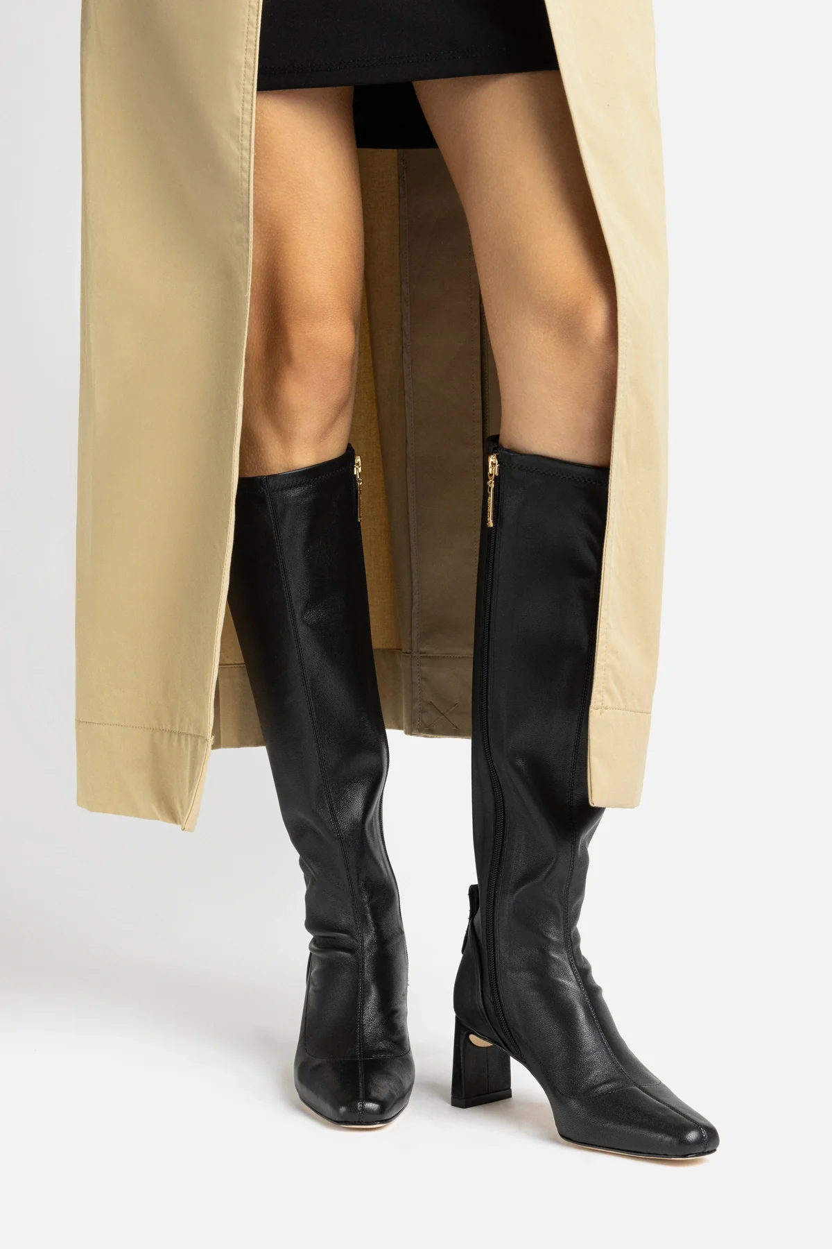 Alexis Hi Boot In Black Stretch Leather