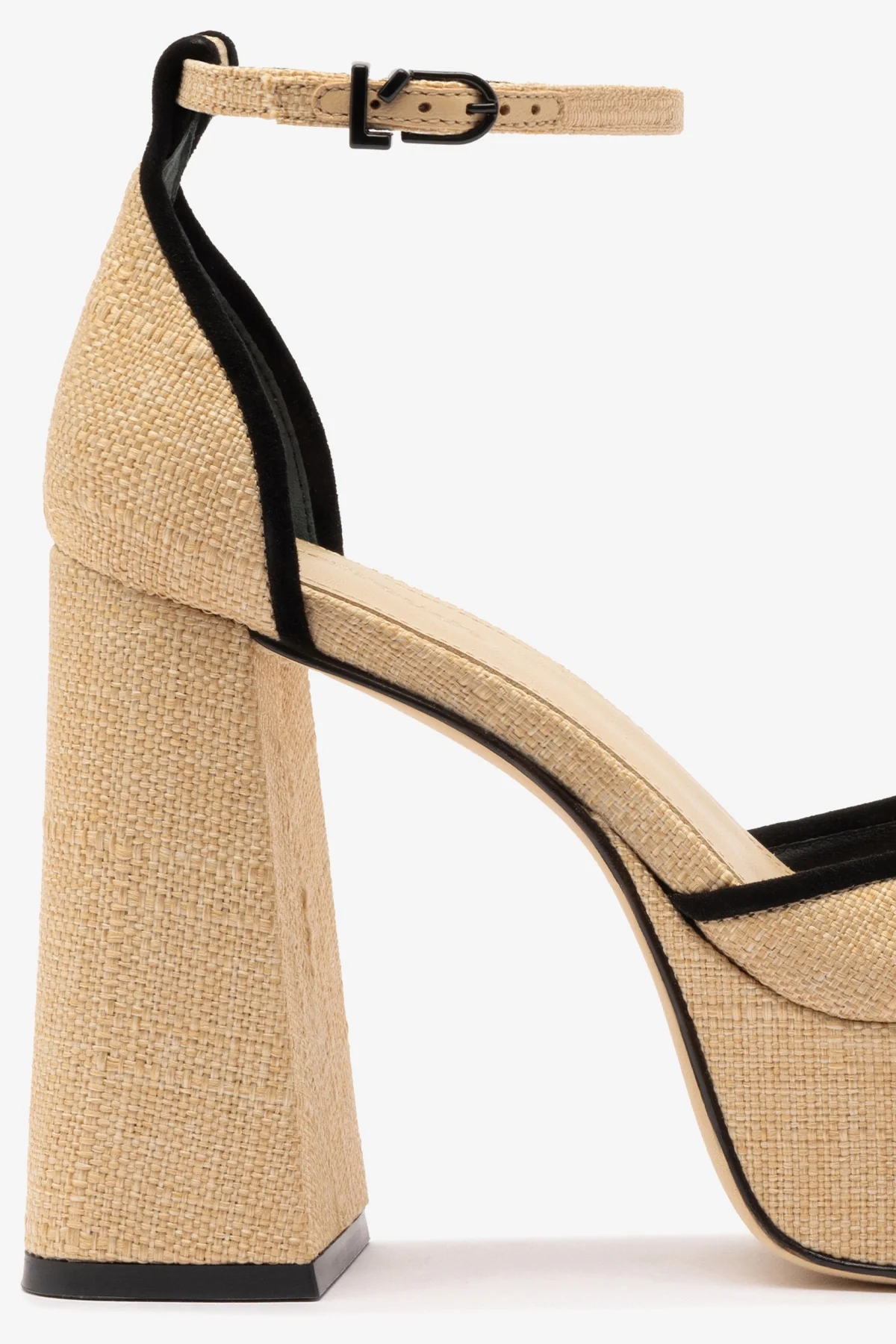 Ari Pump In Beige Raffia and Black Trimming