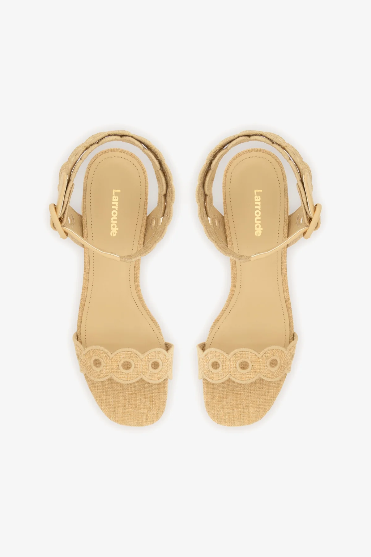 Dolly Broderie Low Sandal In Beige Raffia