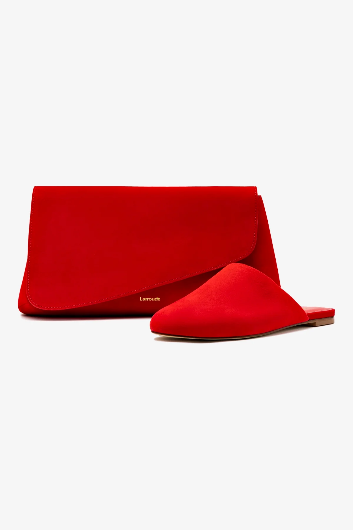 Venice Flat Mule and Pouch Kit In Scarlet Suede