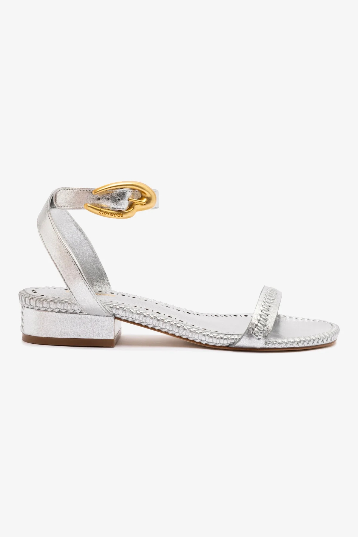 Verona Flat Sandal In Silver Metallic Leather