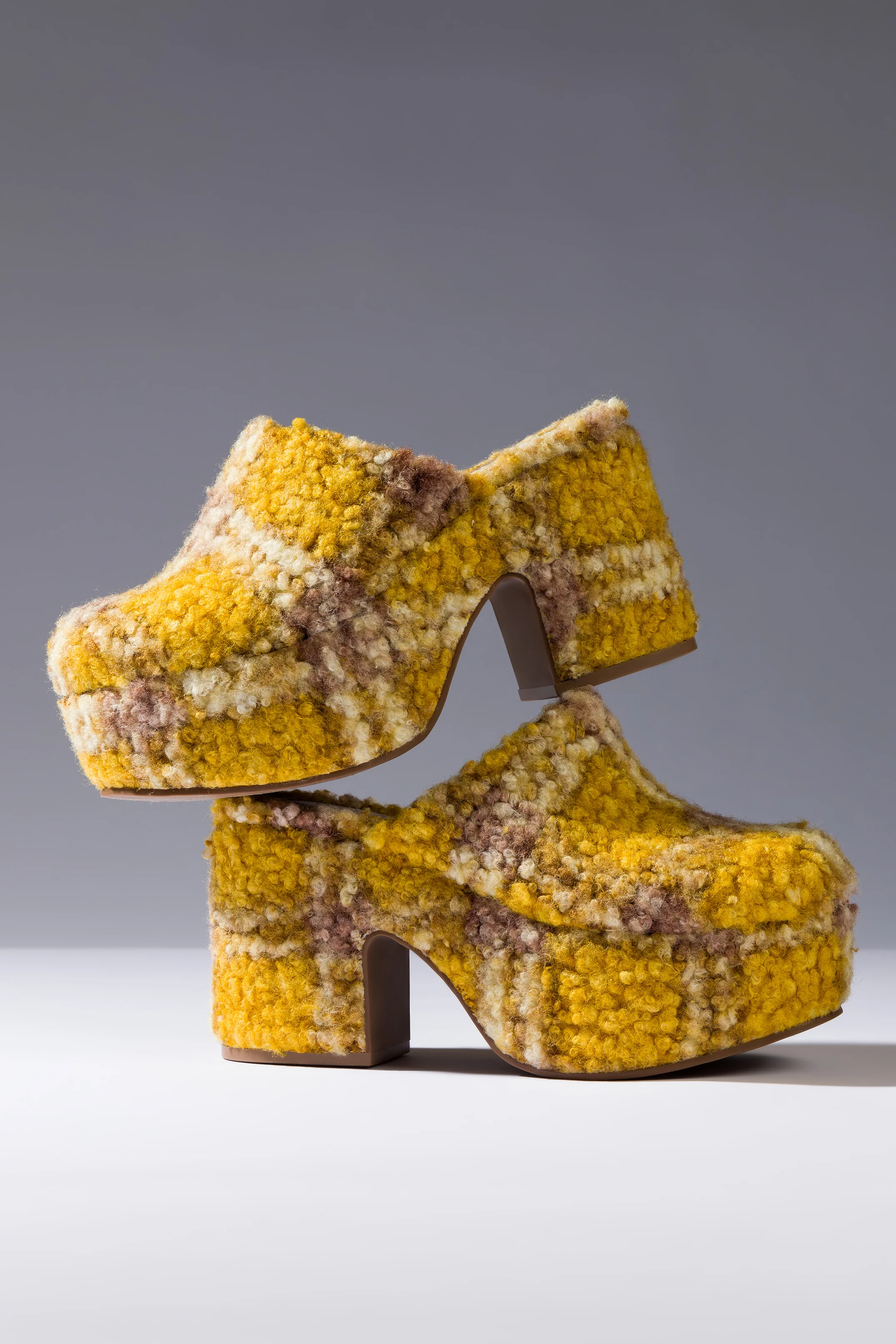 Miso Platform Clog In Dijon Plaid Shearling