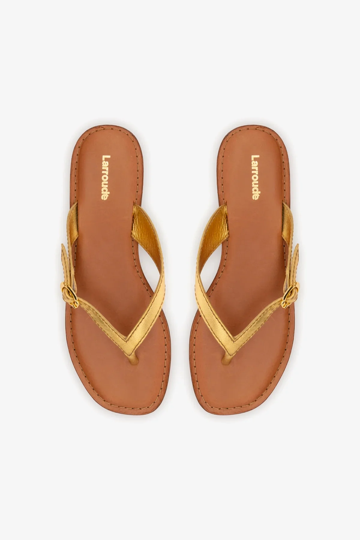 Mary Kate Flat Sandal In Gold Metallic Leather