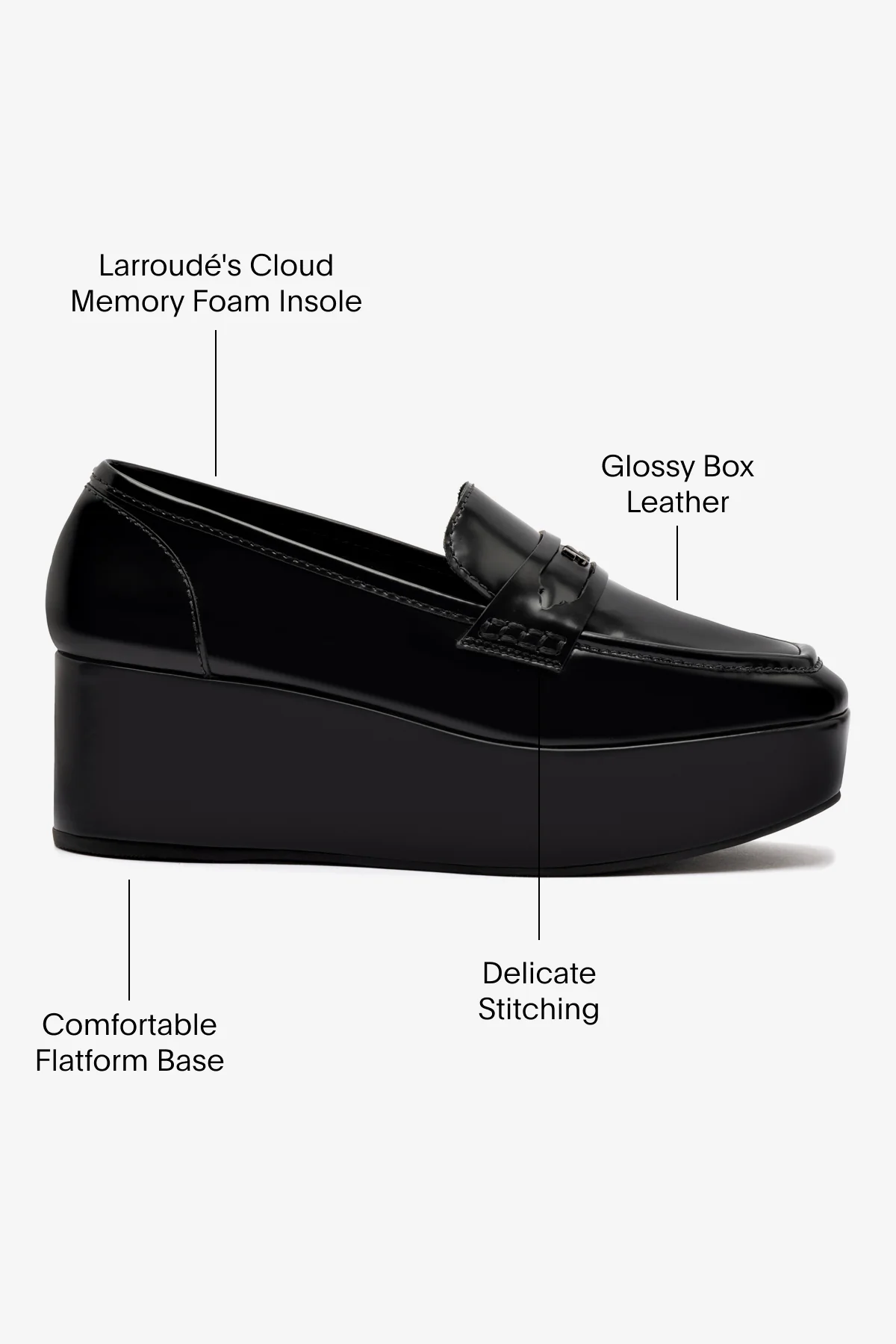 Suki Flatform Loafer In Black Box Leather