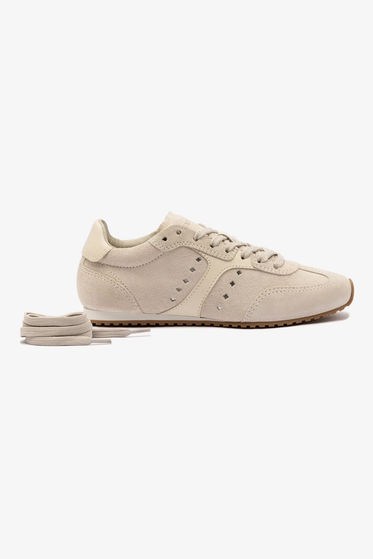Stella Sneaker In Mushroom Grey Suede and Ivory Leather