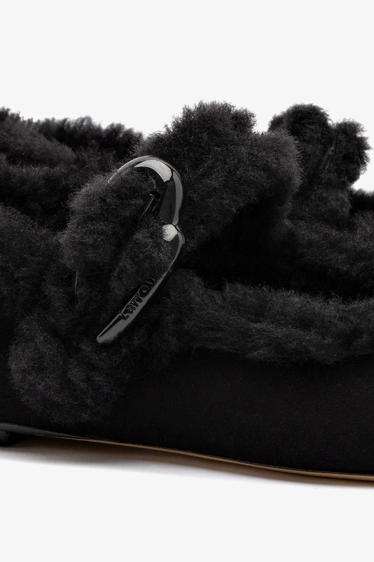 Verona Ballet Flat In Black Suede And Black Shearling
