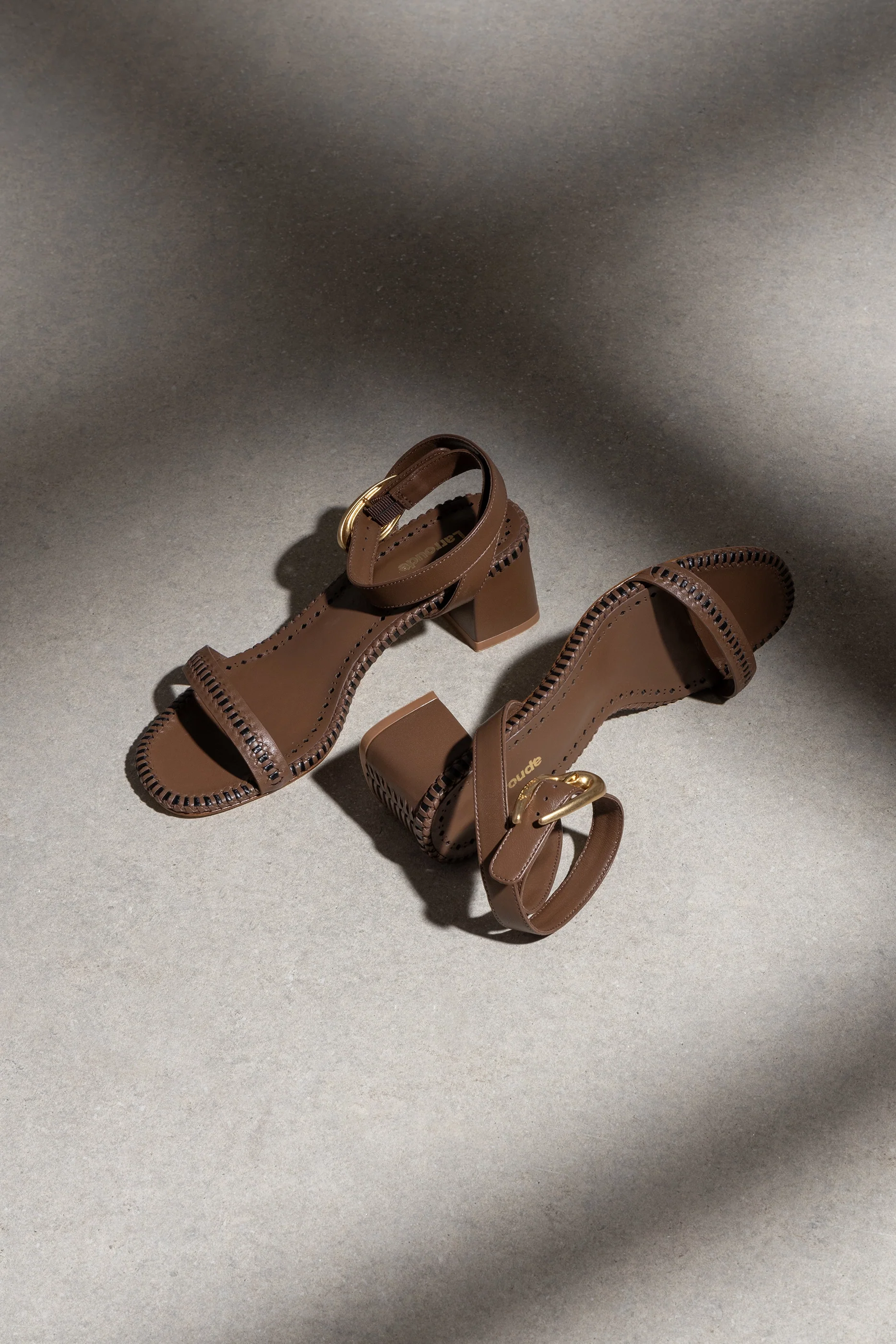 Verona Block Sandal In Burnt Umber Leather