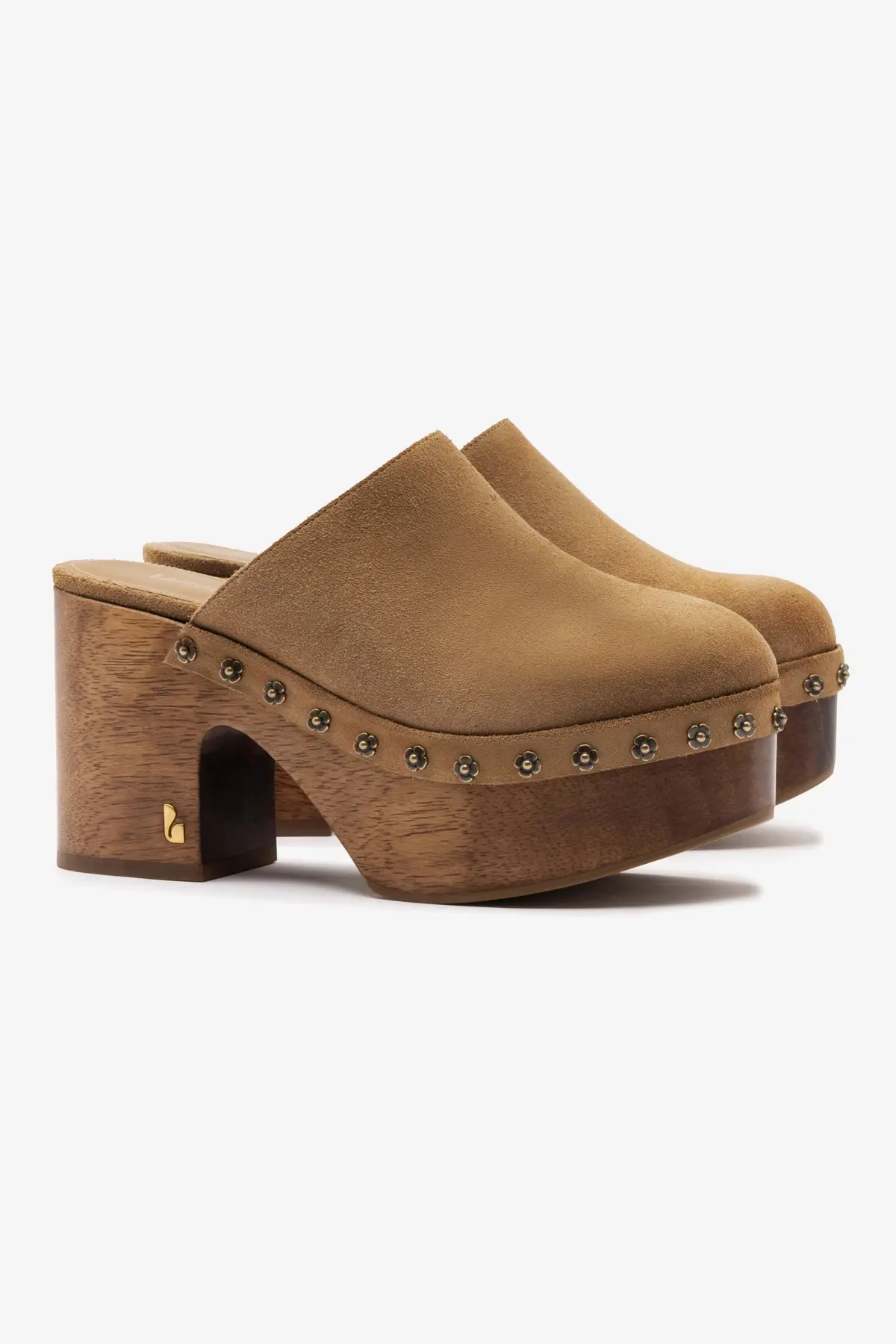 Miso Wooden Platform Clog In Peanut Suede