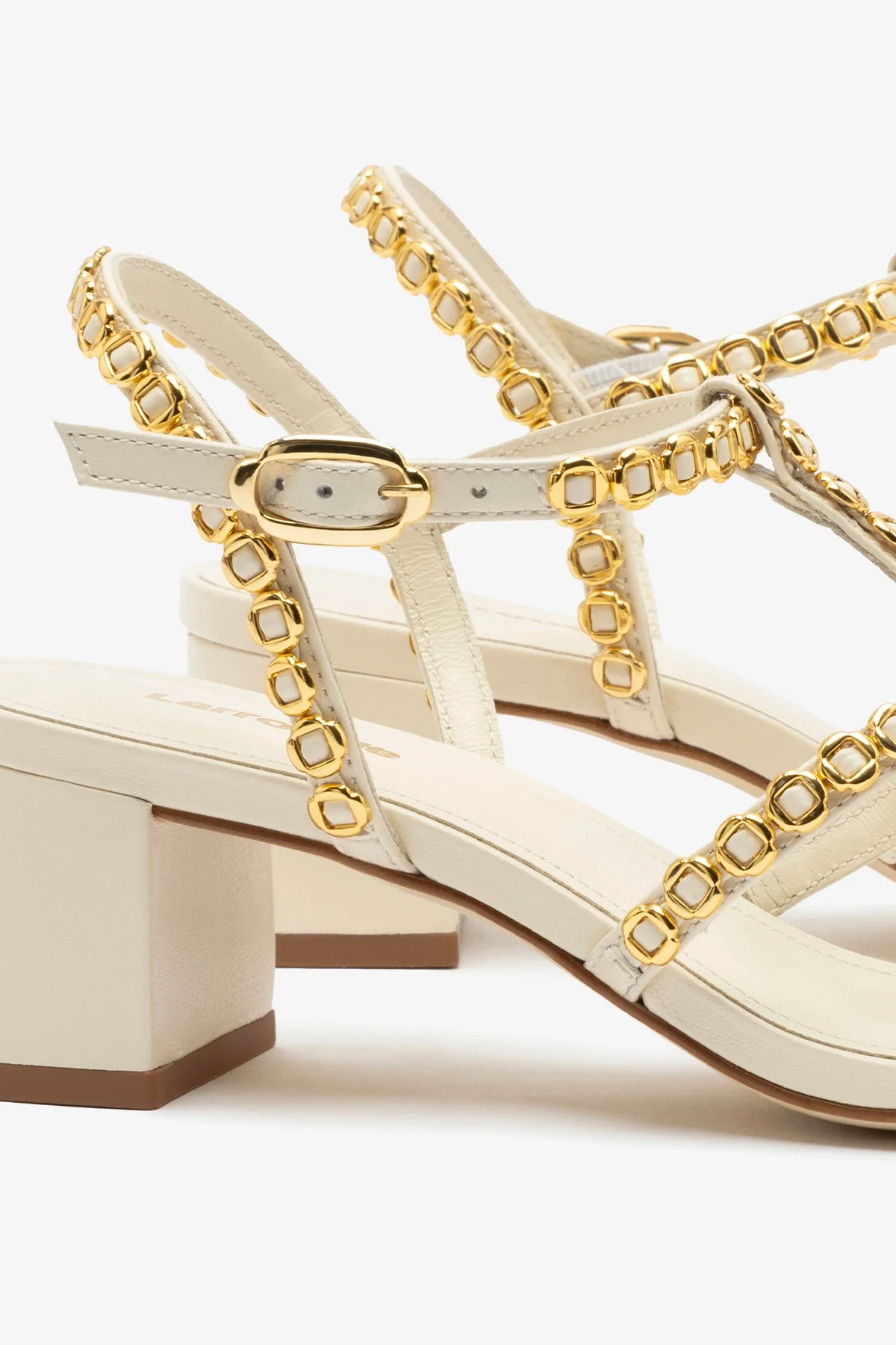 Milanina Block Sandal In Ivory Leather