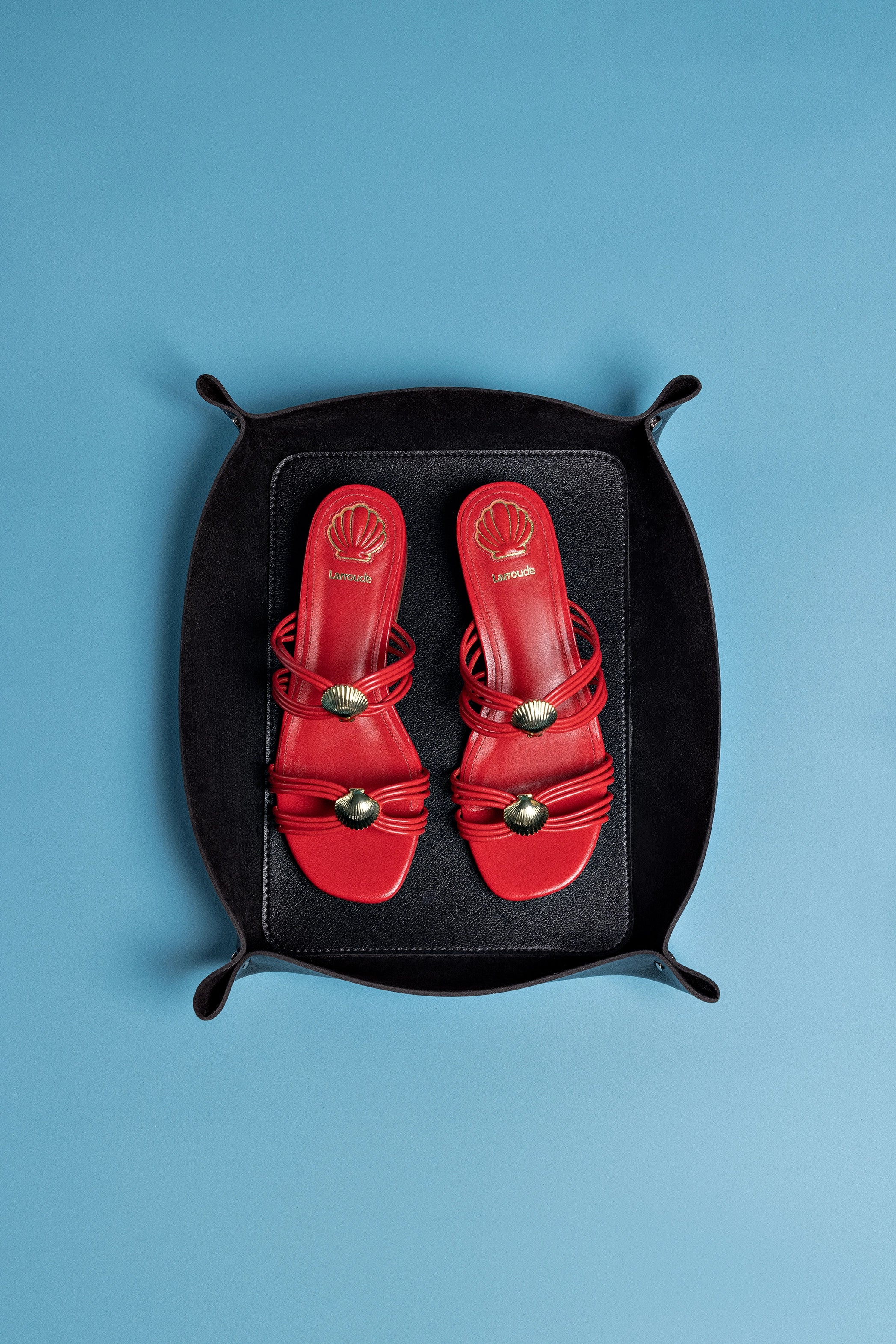 Shelly Flat Mule In Scarlet Leather