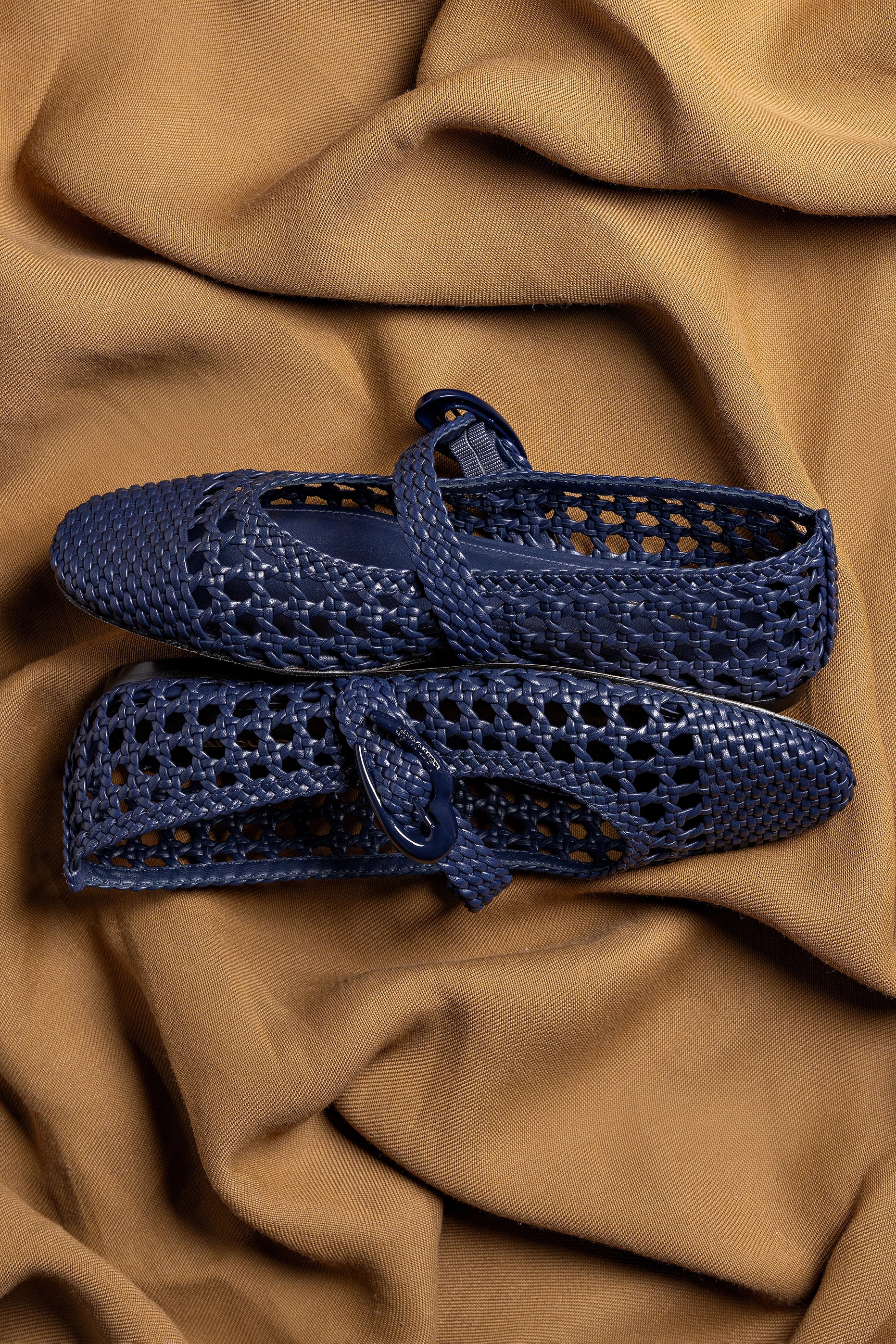 Verona Macrame Ballet Flat In Navy Leather
