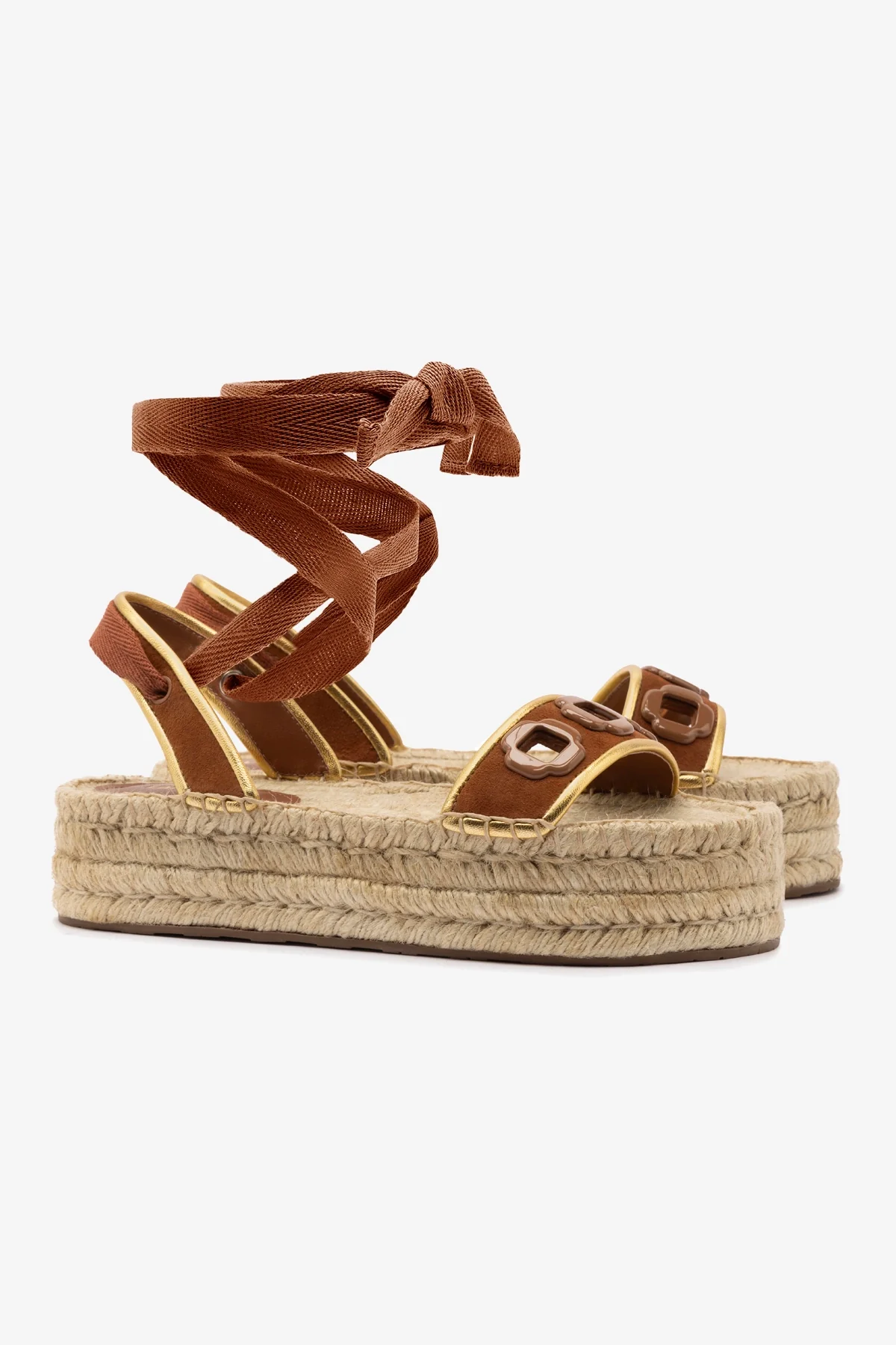 Milan Espadrille Flatform In Caramel Suede